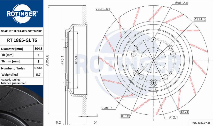 Rotinger RT 1865-GL T6 - Спирачен диск vvparts.bg