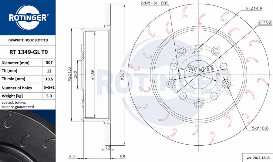 Rotinger RT 1349-GL T9 - Спирачен диск vvparts.bg