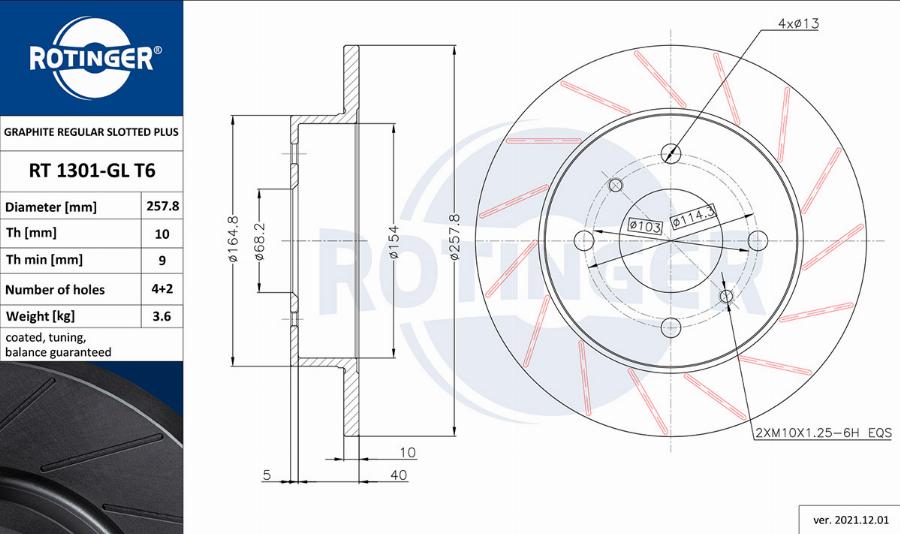 Rotinger RT 1301-GL T6 - Спирачен диск vvparts.bg