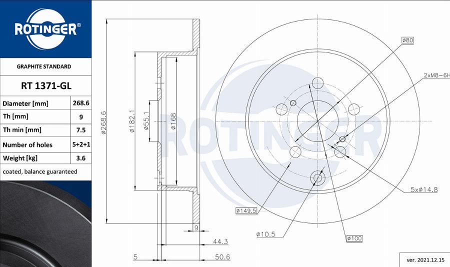 Rotinger RT 1371-GL - Спирачен диск vvparts.bg