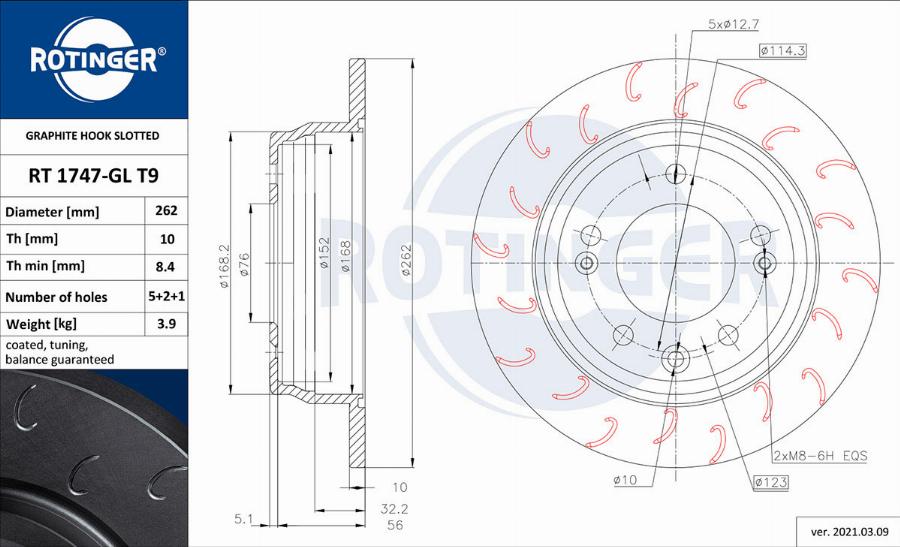 Rotinger RT 1747-GL T9 - Спирачен диск vvparts.bg