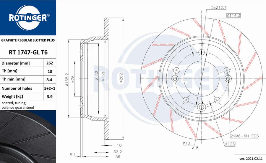 Rotinger RT 1747-GL T6 - Спирачен диск vvparts.bg