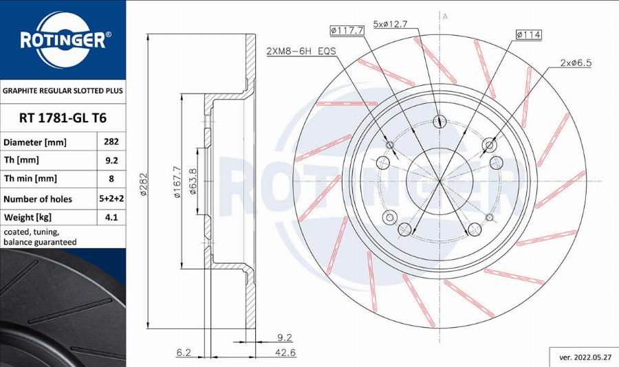 Rotinger RT 1781-GL T6 - Спирачен диск vvparts.bg