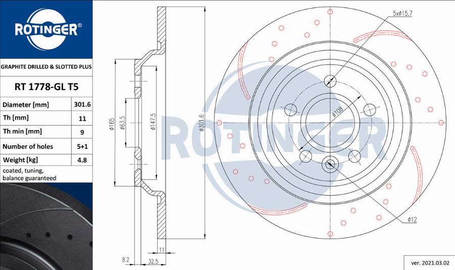 Rotinger RT 1778-GL T5 - Спирачен диск vvparts.bg