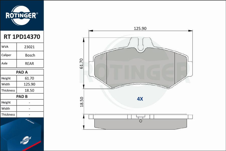 Rotinger RT 1PD14370 - Комплект спирачно феродо, дискови спирачки vvparts.bg