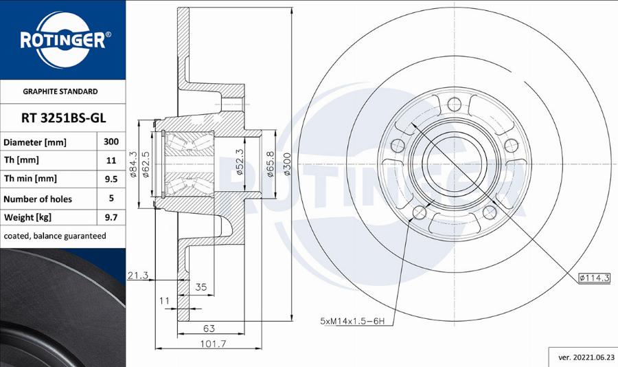 Rotinger RT 3251BS-GL - Спирачен диск vvparts.bg