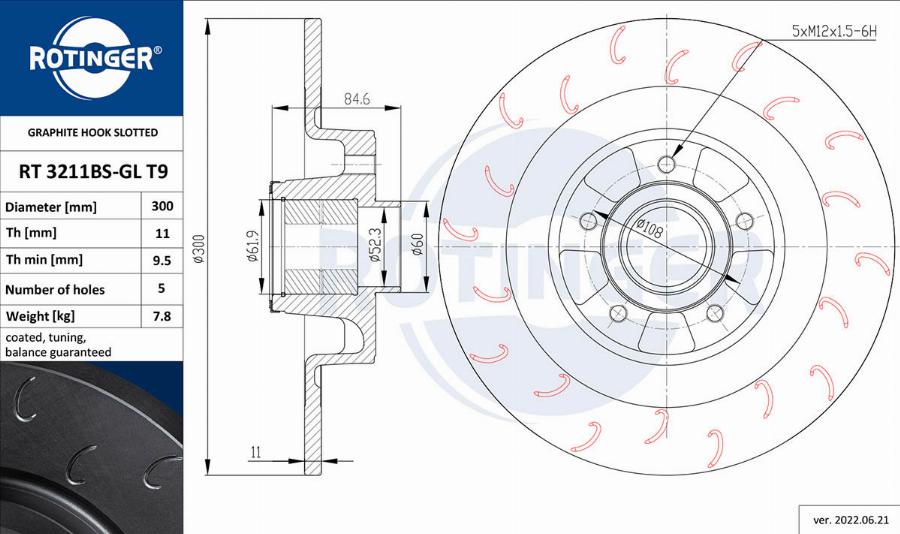 Rotinger RT 3211BS-GL T9 - Спирачен диск vvparts.bg