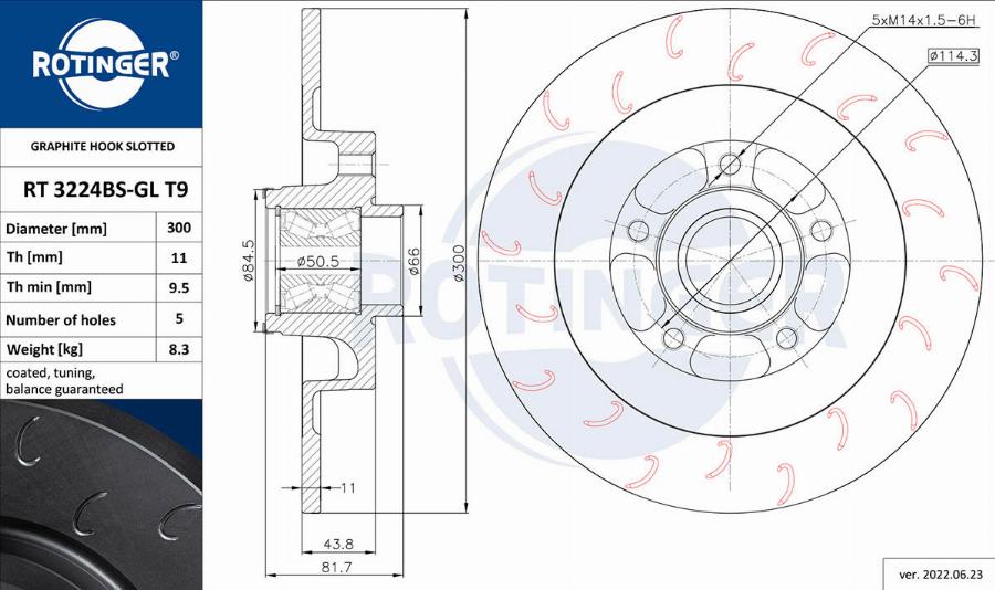 Rotinger RT 3224BS-GL T9 - Спирачен диск vvparts.bg