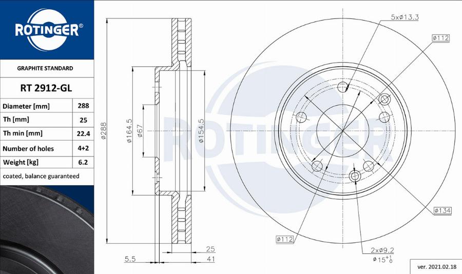 Rotinger RT 2912-GL - Спирачен диск vvparts.bg