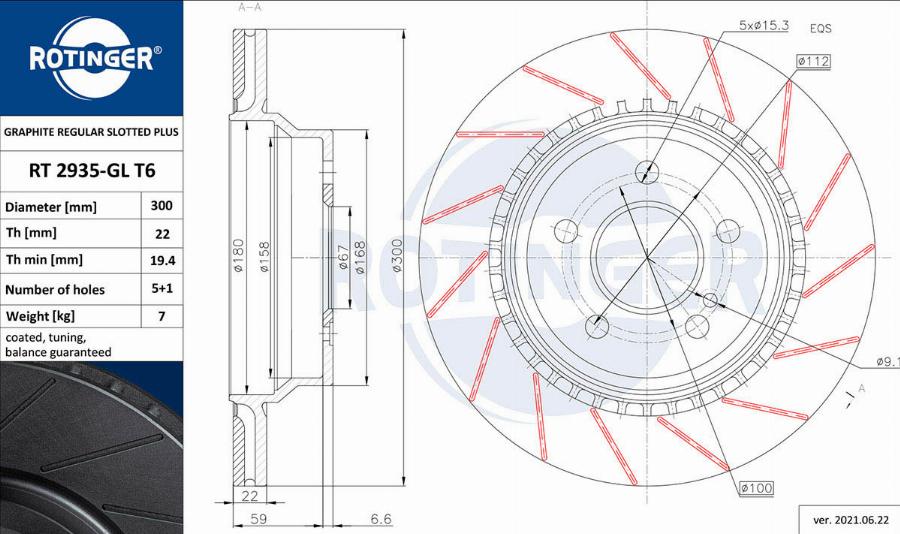 Rotinger RT 2935-GL T6 - Спирачен диск vvparts.bg