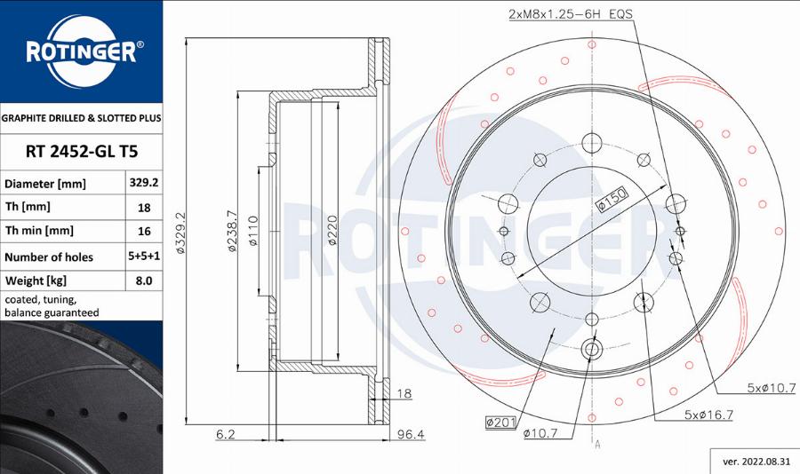 Rotinger RT 2452-GL T5 - Спирачен диск vvparts.bg