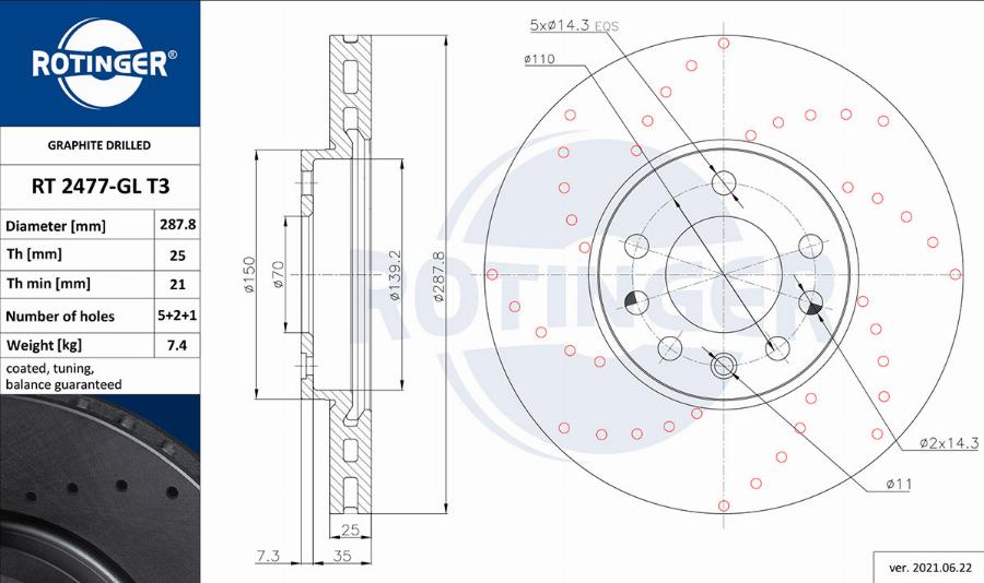 Rotinger RT 2477-GL T3 - Спирачен диск vvparts.bg