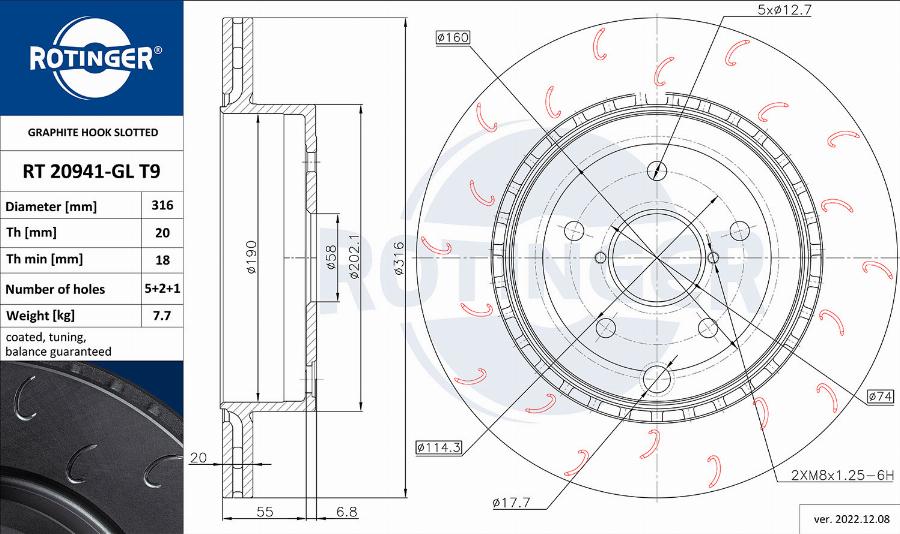 Rotinger RT 20941-GL T9 - Спирачен диск vvparts.bg