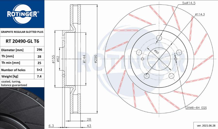 Rotinger RT 20490-GL T6 - Спирачен диск vvparts.bg