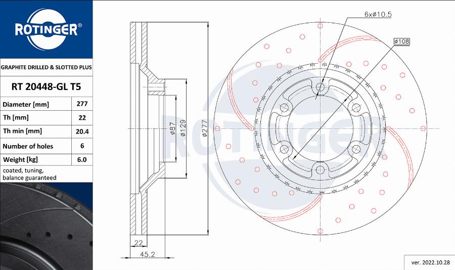 Rotinger RT 20448-GL T5 - Спирачен диск vvparts.bg