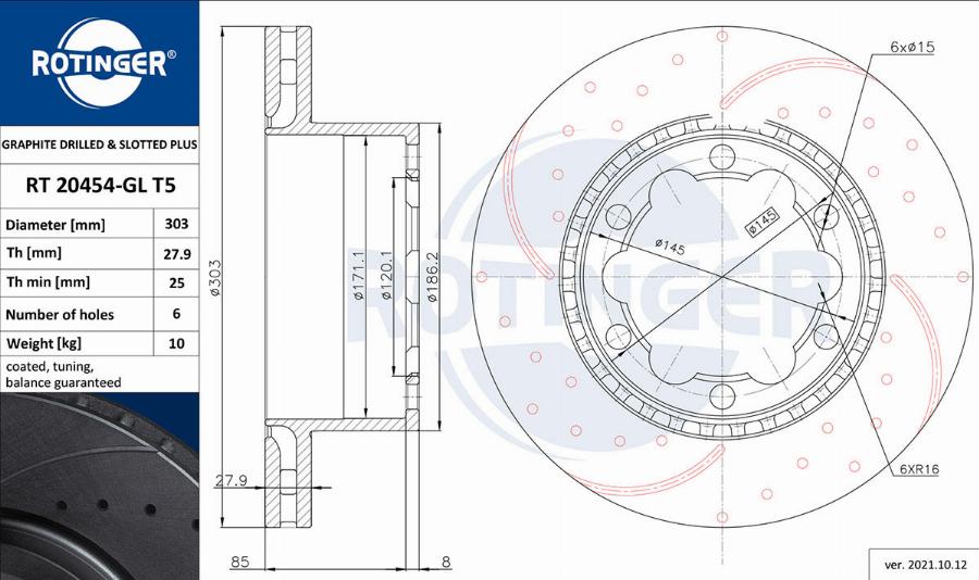 Rotinger RT 20454-GL T5 - Спирачен диск vvparts.bg