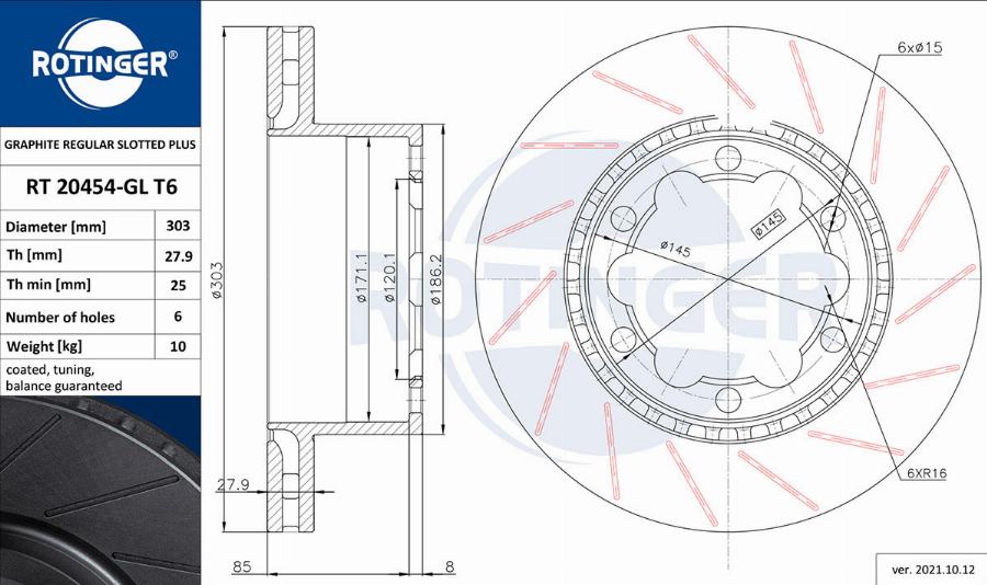 Rotinger RT 20454-GL T6 - Спирачен диск vvparts.bg