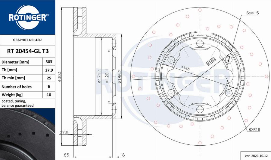 Rotinger RT 20454-GL T3 - Спирачен диск vvparts.bg