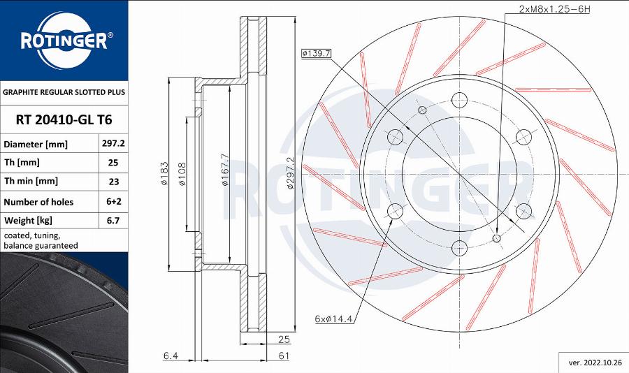 Rotinger RT 20410-GL T6 - Спирачен диск vvparts.bg