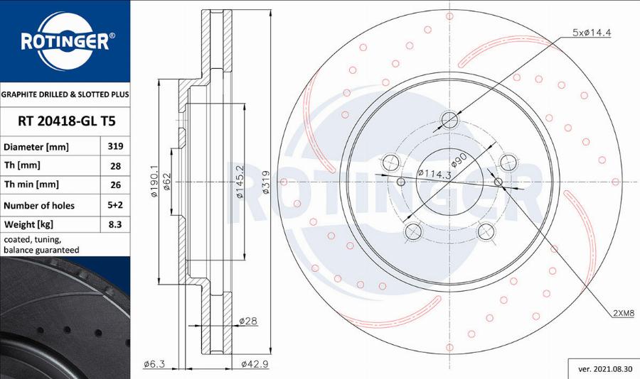 Rotinger RT 20418-GL T5 - Спирачен диск vvparts.bg