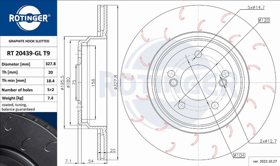 Rotinger RT 20439-GL T9 - Спирачен диск vvparts.bg