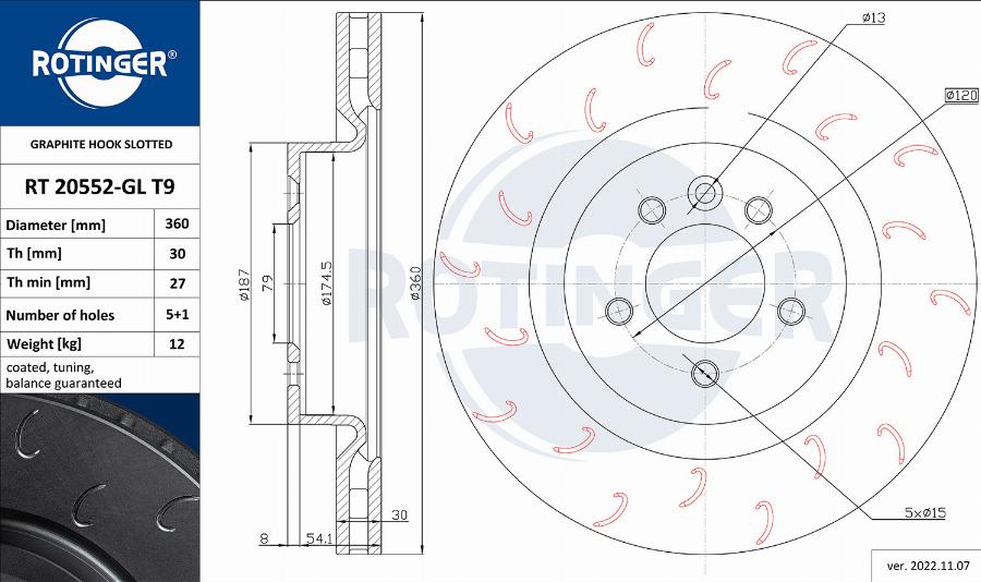 Rotinger RT 20552-GL T9 - Спирачен диск vvparts.bg