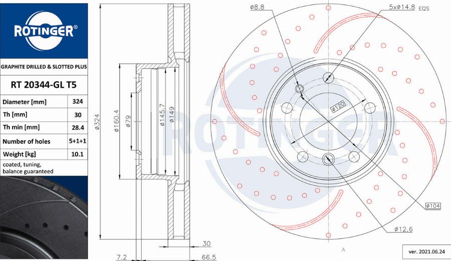 Rotinger RT 20050-GL T5 - Спирачен диск vvparts.bg