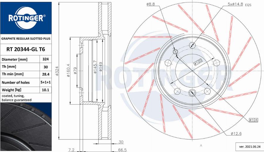 Rotinger RT 20050-GL T6 - Спирачен диск vvparts.bg