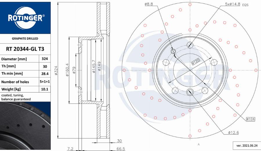 Rotinger RT 20050-GL T3 - Спирачен диск vvparts.bg