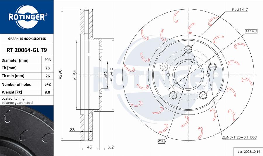 Rotinger RT 20064-GL T9 - Спирачен диск vvparts.bg