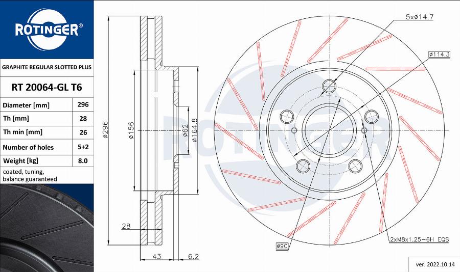 Rotinger RT 20064-GL T6 - Спирачен диск vvparts.bg