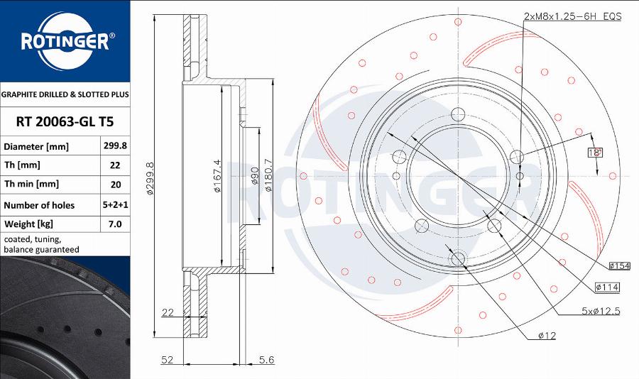 Rotinger RT 20063-GL T5 - Спирачен диск vvparts.bg