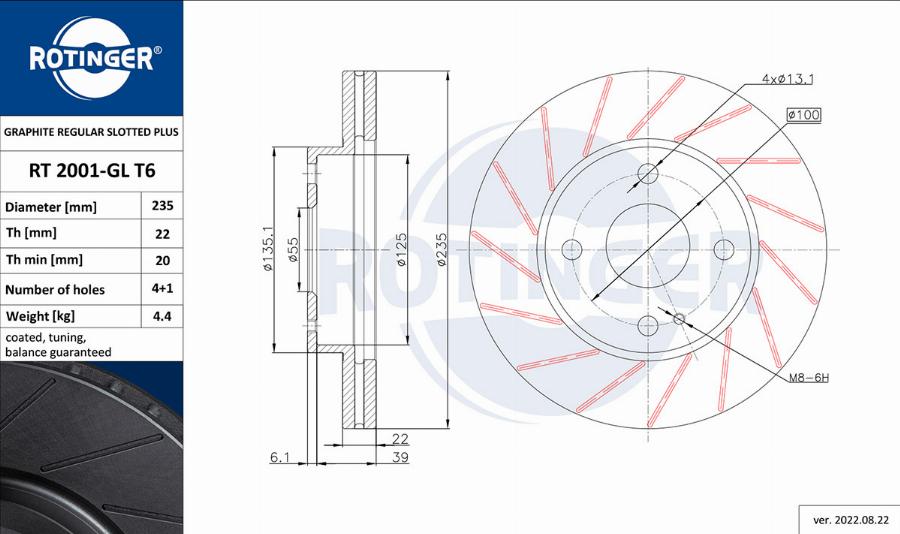 Rotinger RT 2001-GL T6 - Спирачен диск vvparts.bg