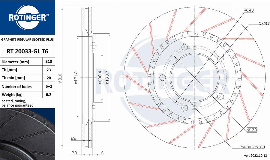 Rotinger RT 20033-GL T6 - Спирачен диск vvparts.bg