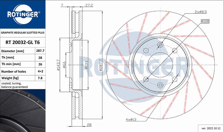 Rotinger RT 20032-GL T6 - Спирачен диск vvparts.bg