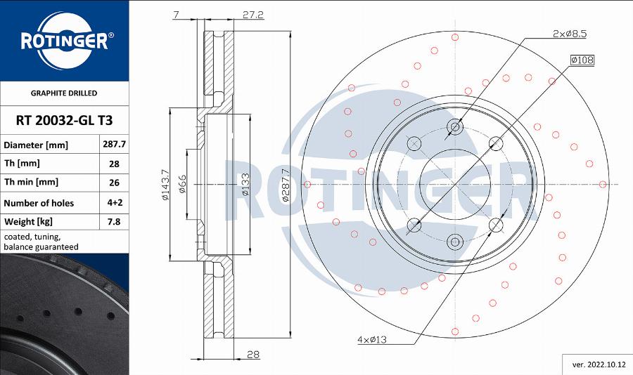 Rotinger RT 20032-GL T3 - Спирачен диск vvparts.bg