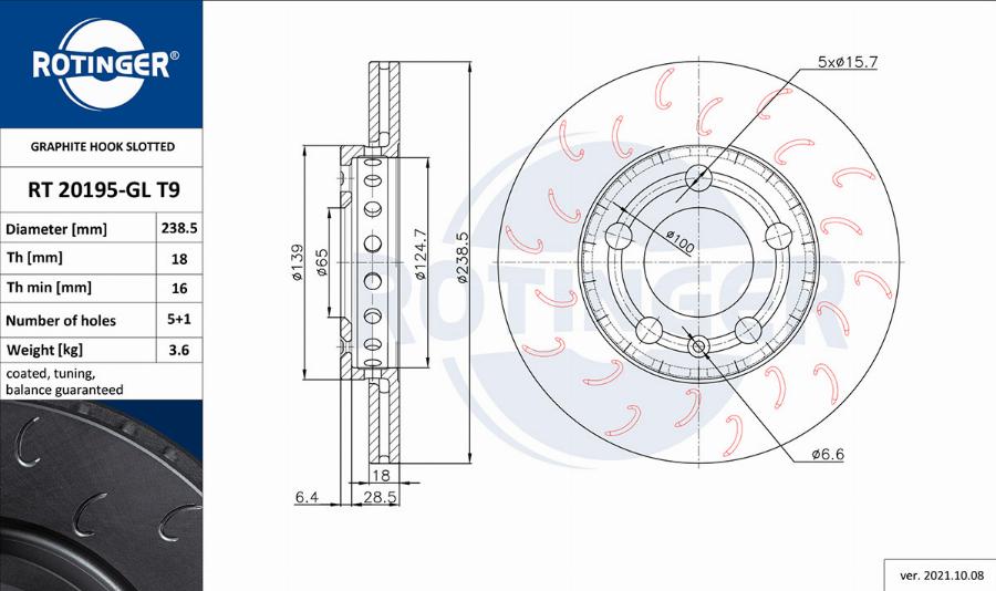 Rotinger RT 20195-GL T9 - Спирачен диск vvparts.bg