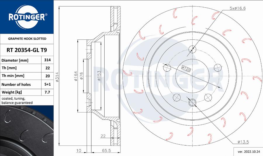 Rotinger RT 20354-GL T9 - Спирачен диск vvparts.bg