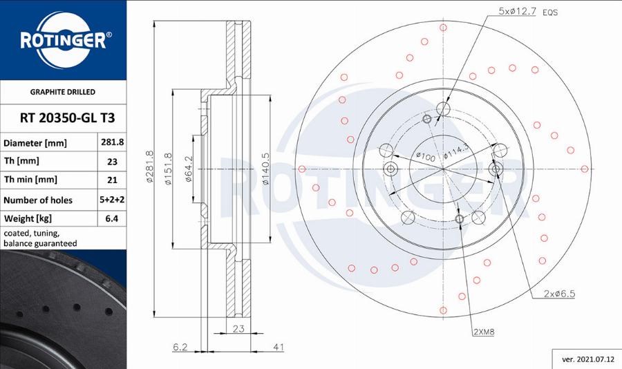 Rotinger RT 20350-GL T3 - Спирачен диск vvparts.bg