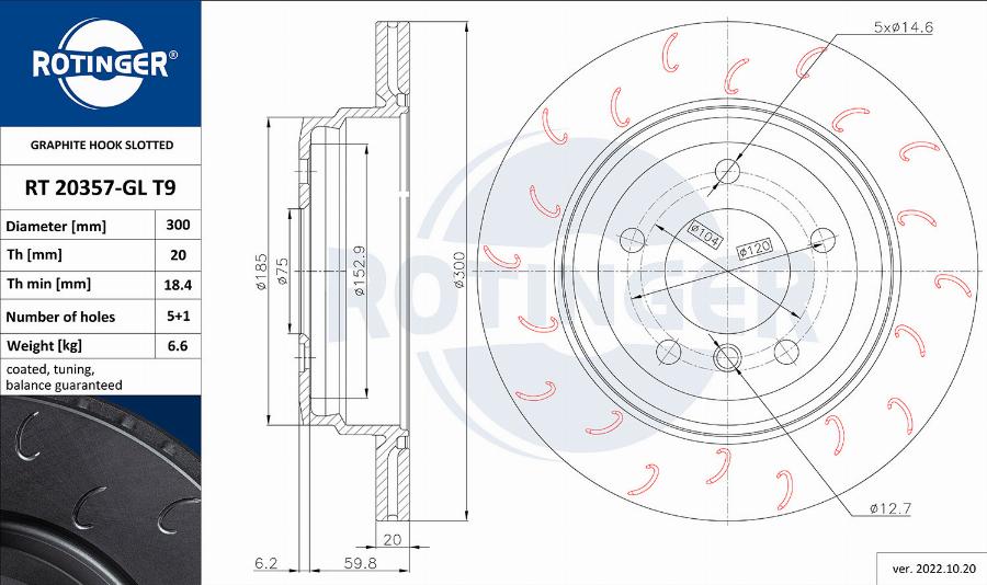 Rotinger RT 20357-GL T9 - Спирачен диск vvparts.bg