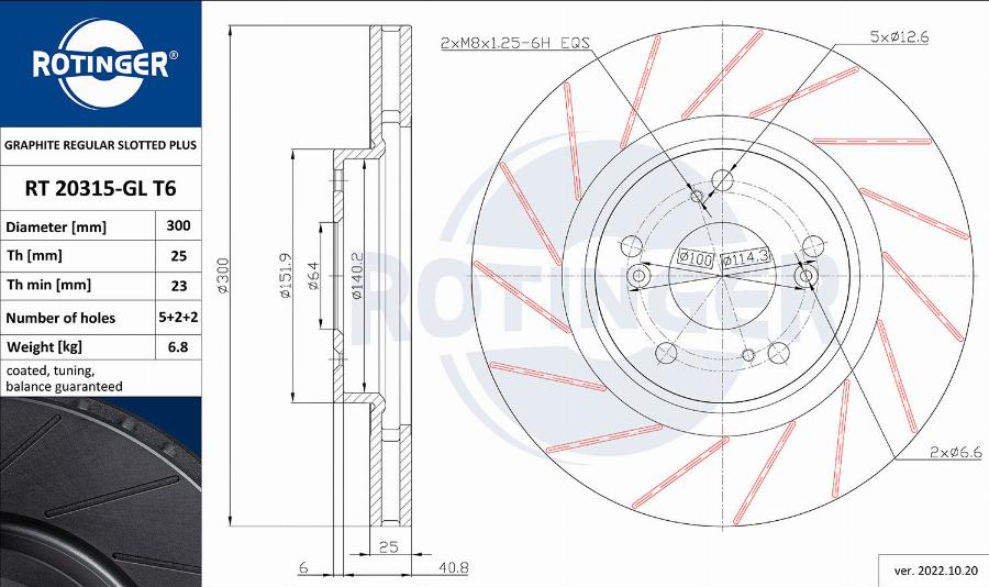 Rotinger RT 20315-GL T6 - Спирачен диск vvparts.bg