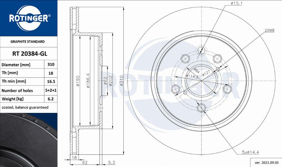 Rotinger RT 20384-GL - Спирачен диск vvparts.bg