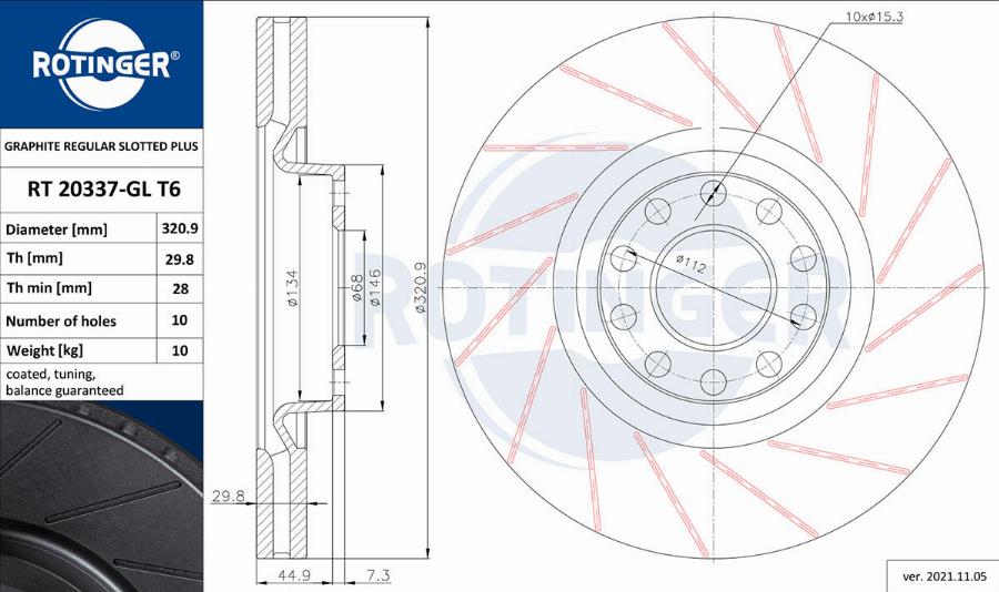 Rotinger RT 20337-GL T6 - Спирачен диск vvparts.bg