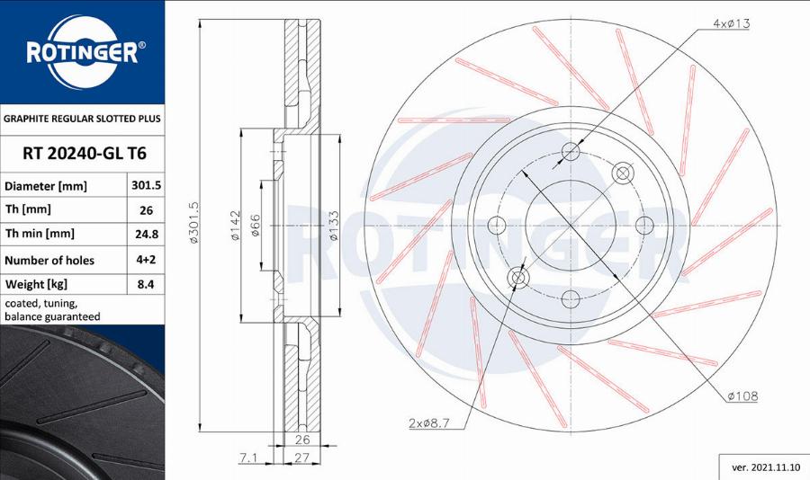 Rotinger RT 20240-GL T6 - Спирачен диск vvparts.bg