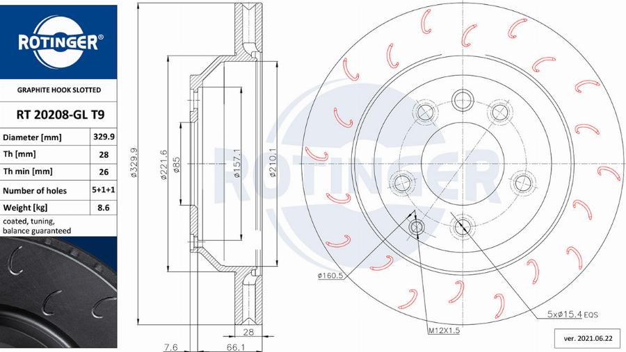 Rotinger RT 20208-GL T9 - Спирачен диск vvparts.bg