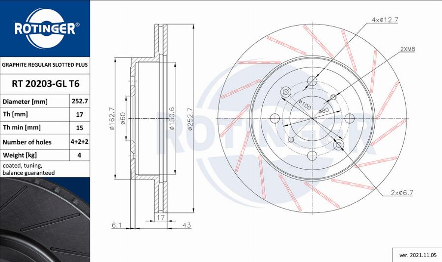 Rotinger RT 20203-GL T6 - Спирачен диск vvparts.bg