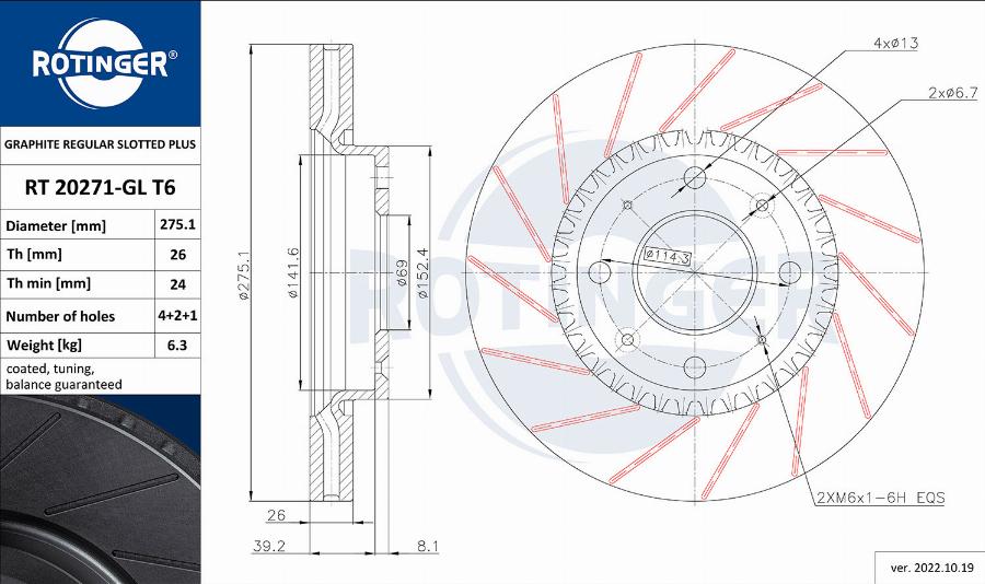 Rotinger RT 20271-GL T6 - Спирачен диск vvparts.bg