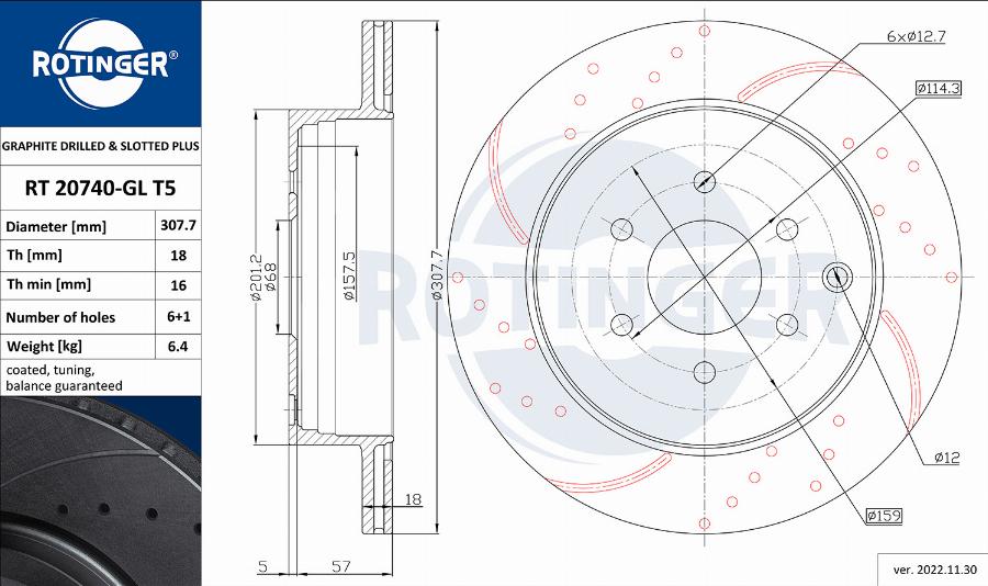 Rotinger RT 20740-GL T5 - Спирачен диск vvparts.bg