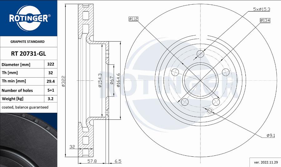 Rotinger RT 20731-GL - Спирачен диск vvparts.bg