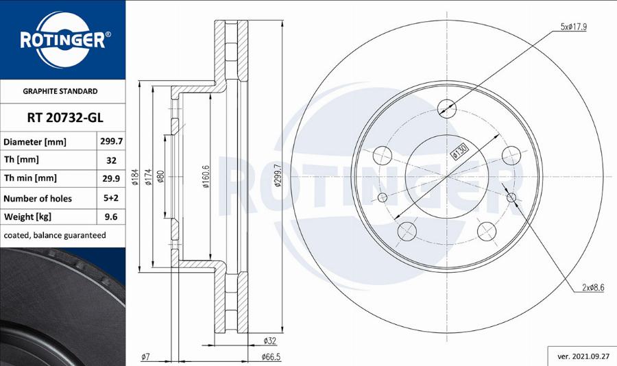 Rotinger RT 20732-GL - Спирачен диск vvparts.bg